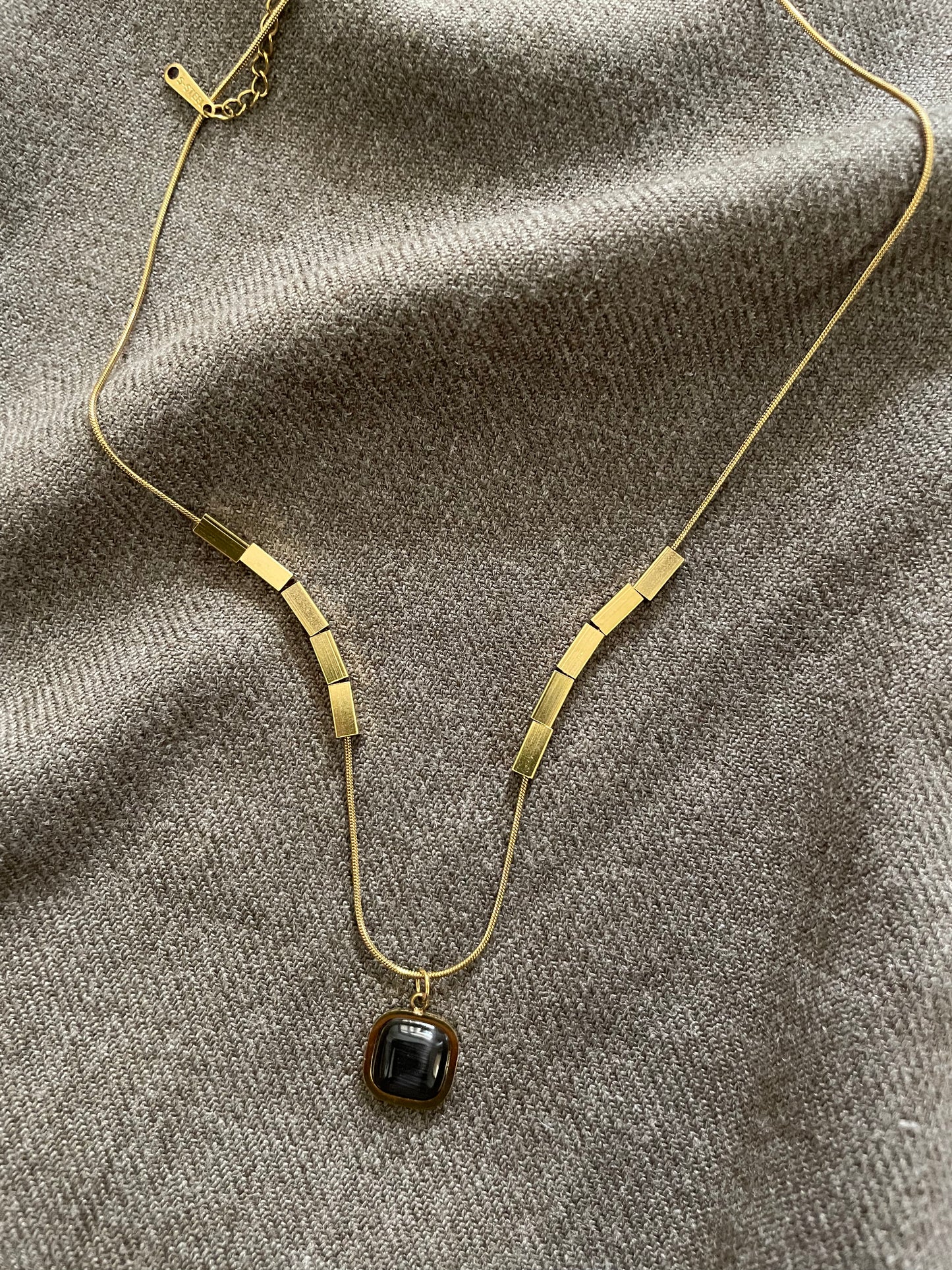 Black onyx stone necklace