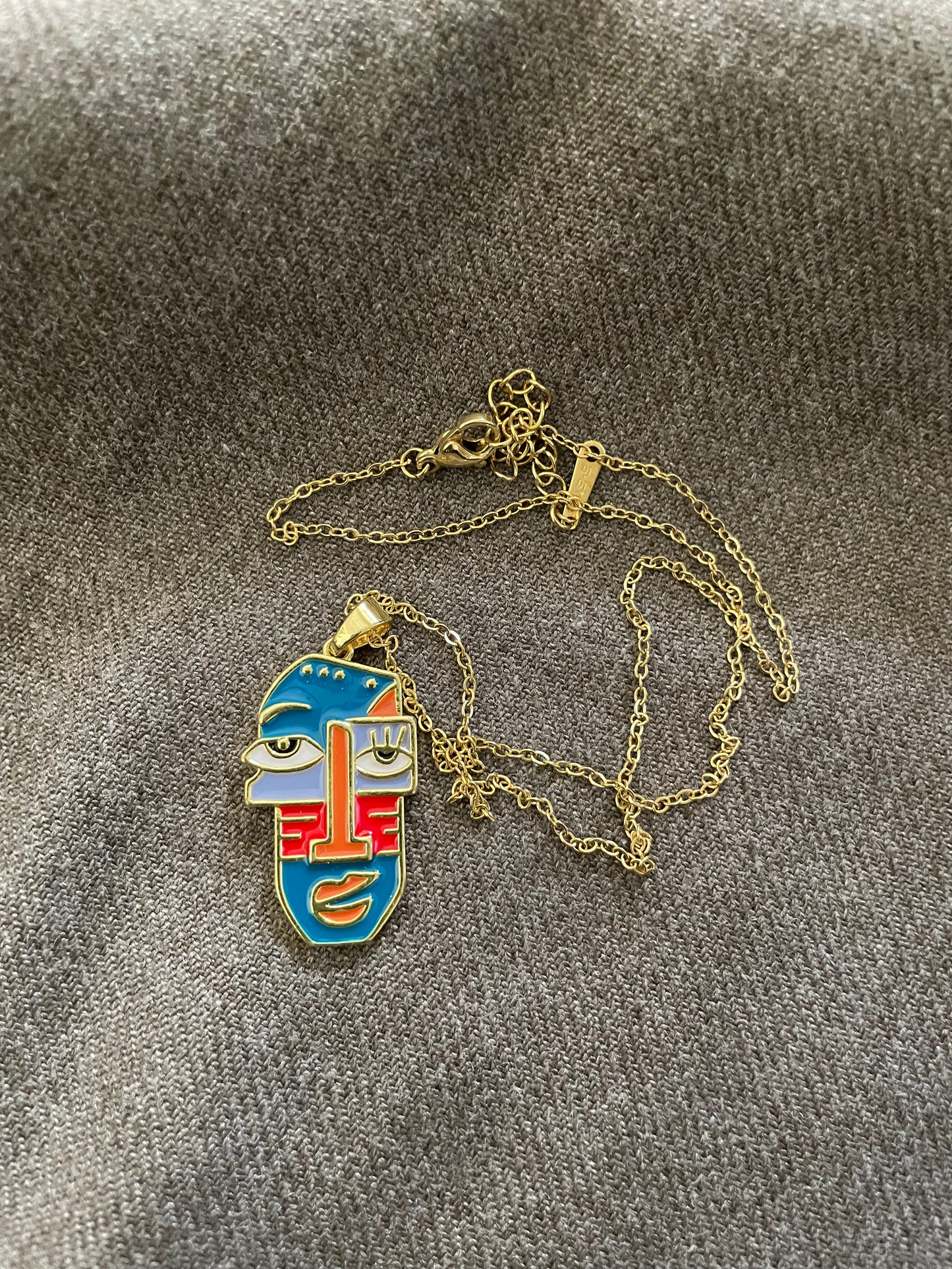 Picasso muse abstract face necklace
