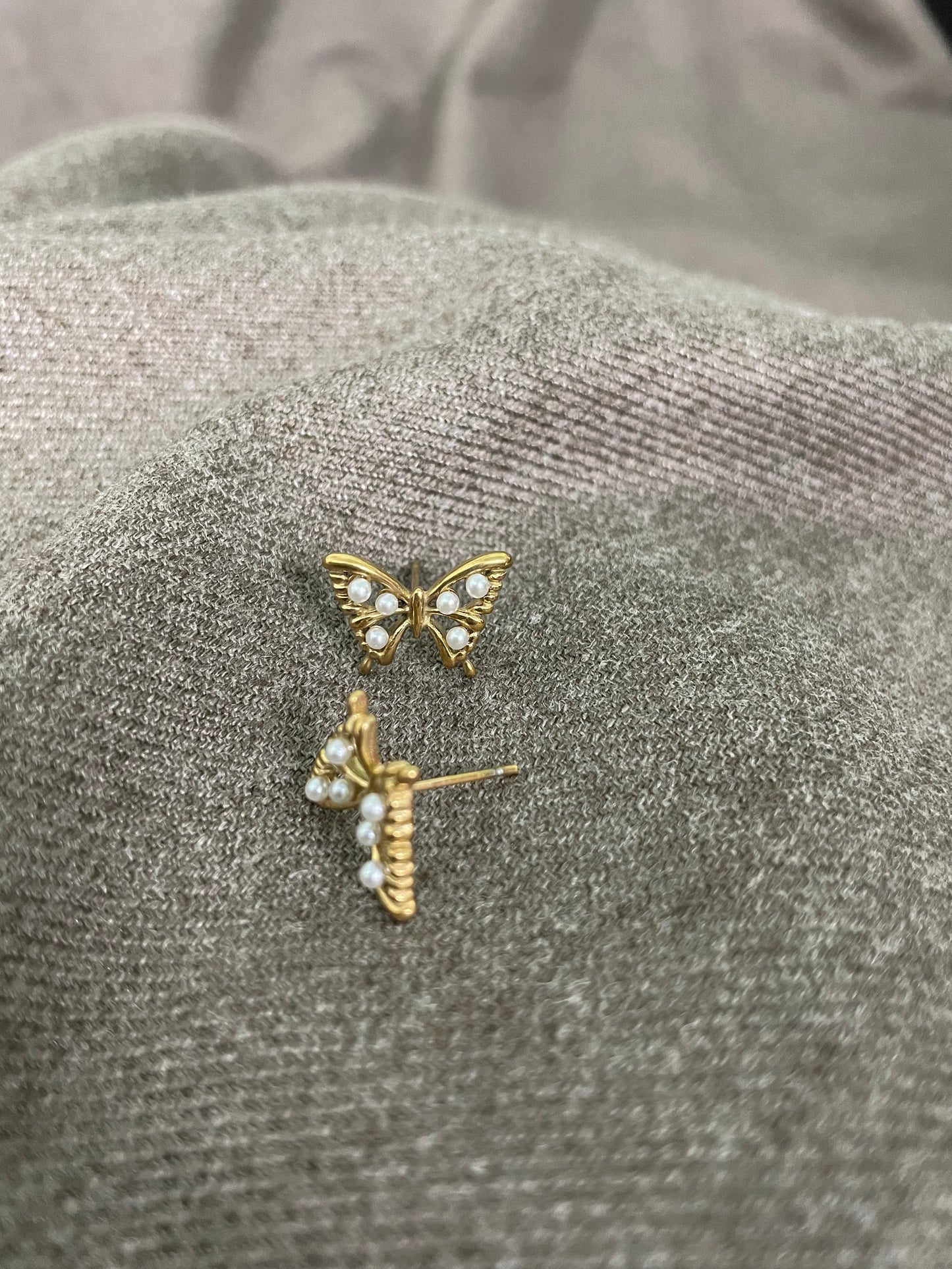 Pearl Butterfly Stud Earrings