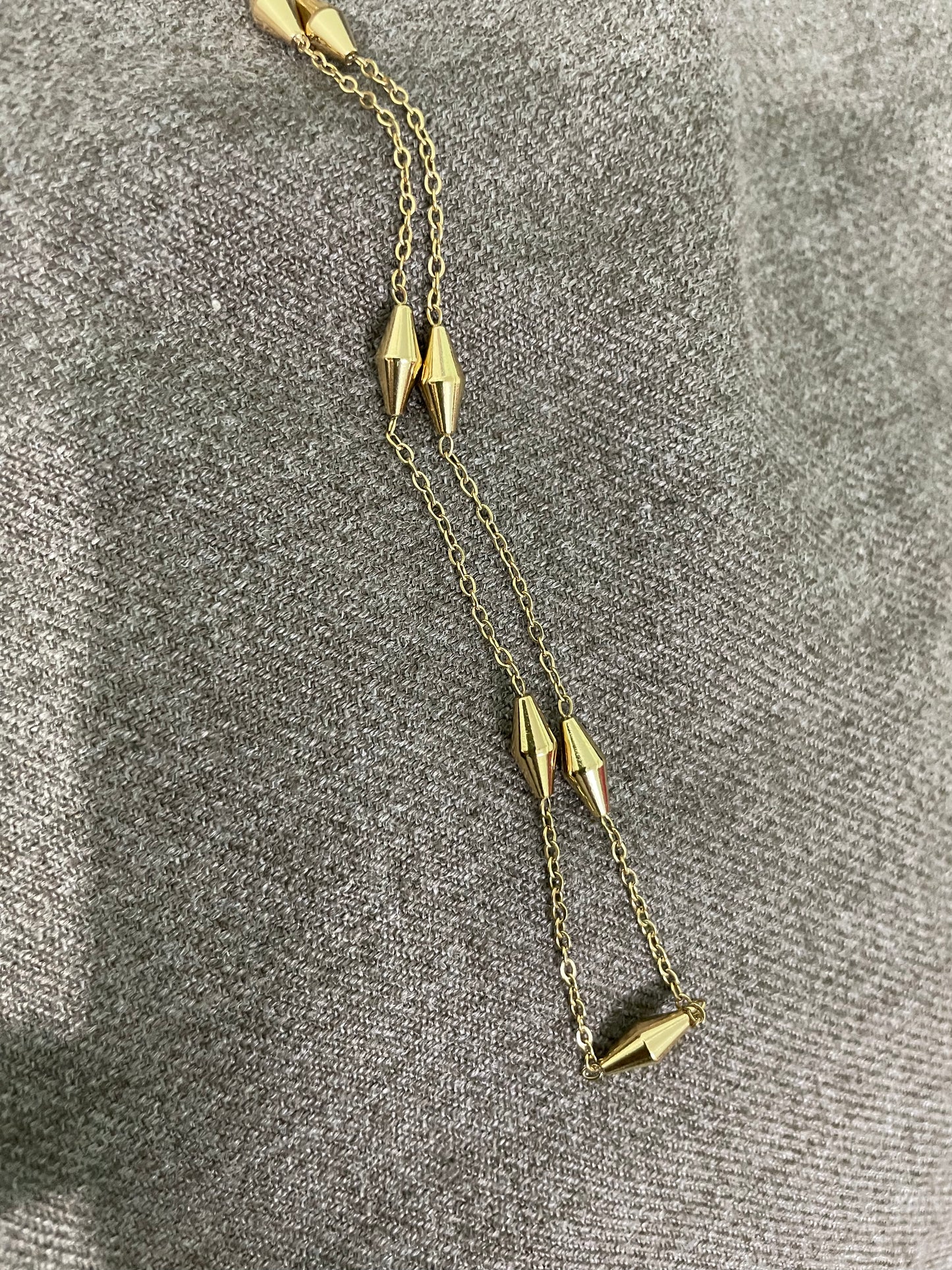 Gold Prism Bead Chain Necklace