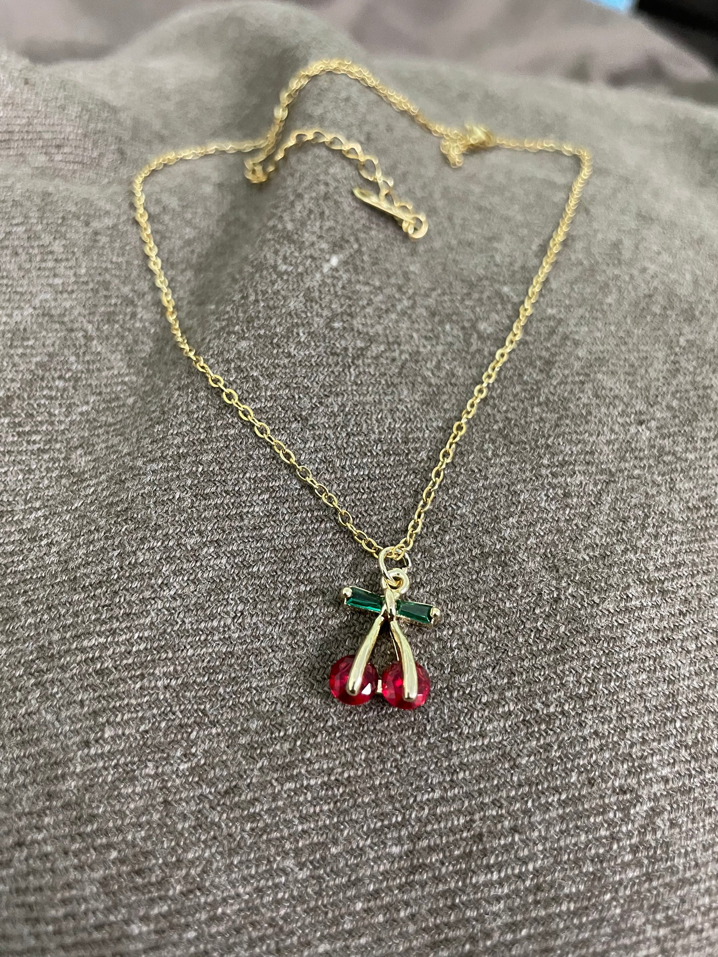 Crystal Cherry Charm Necklace