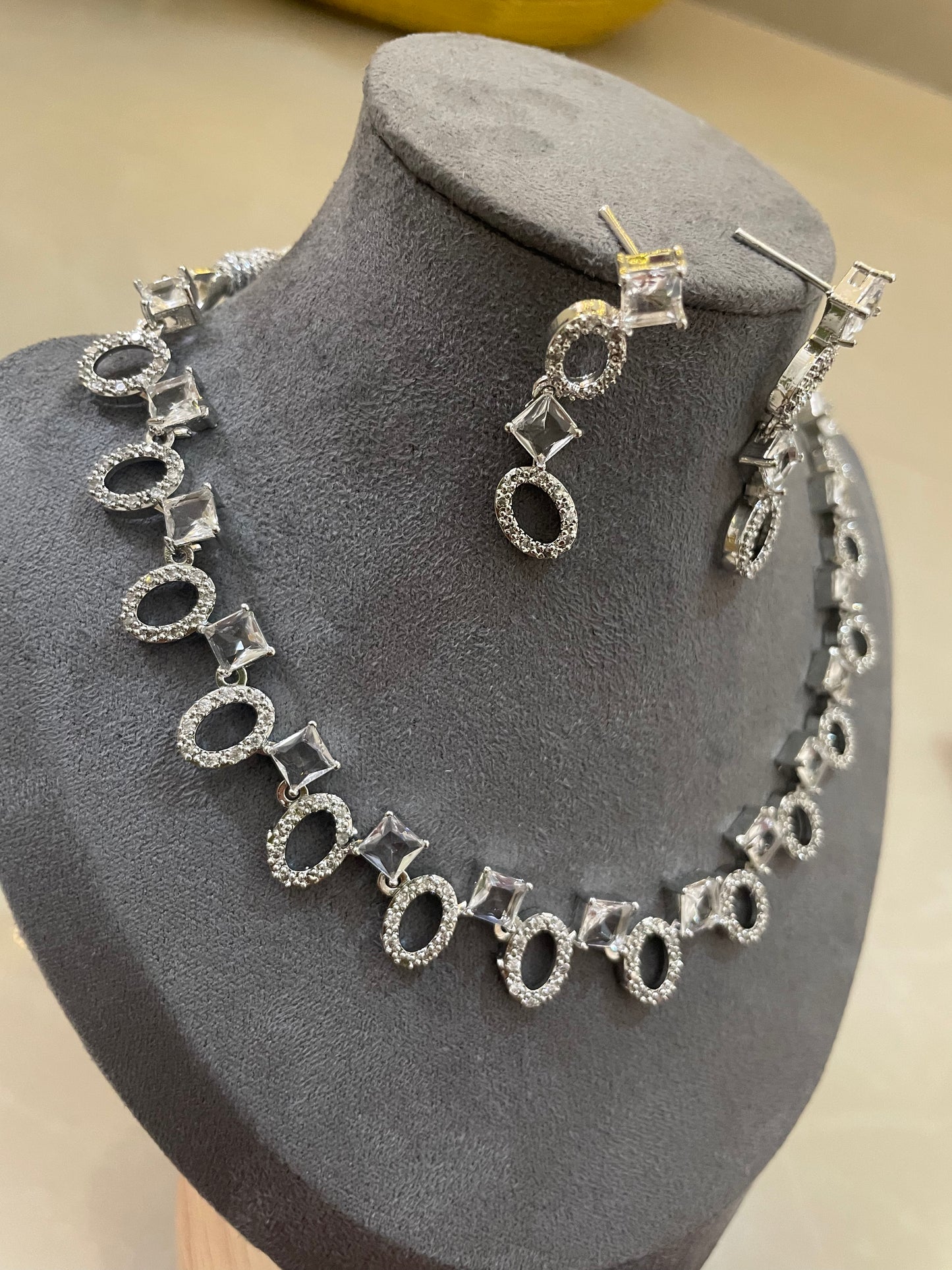 Celeste Geometric AD Necklace Set