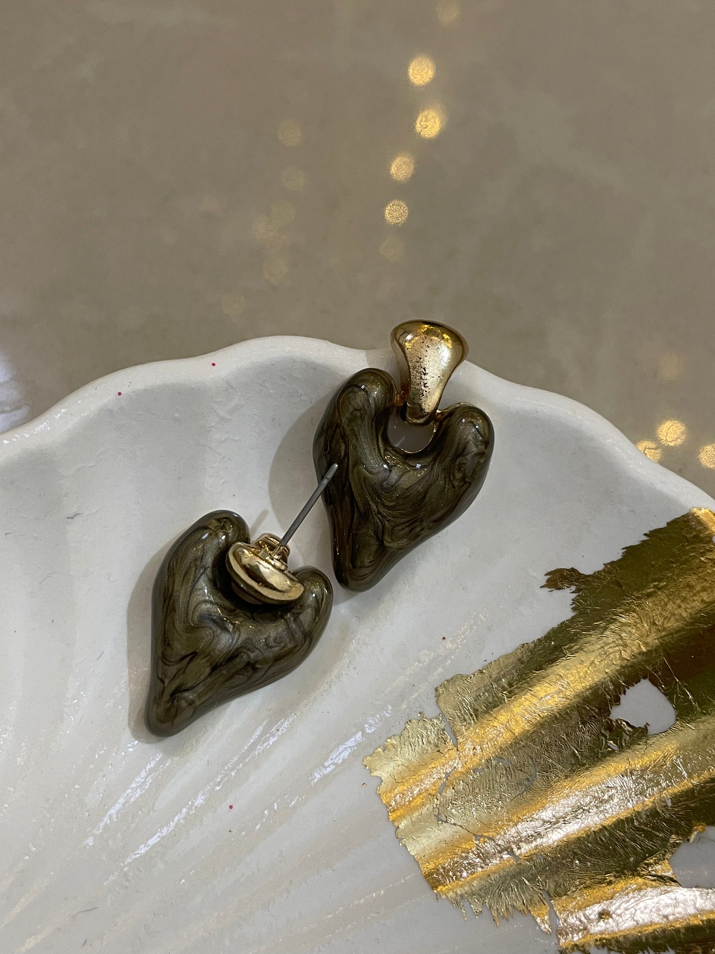 Sculpted Heart Charm Earrings