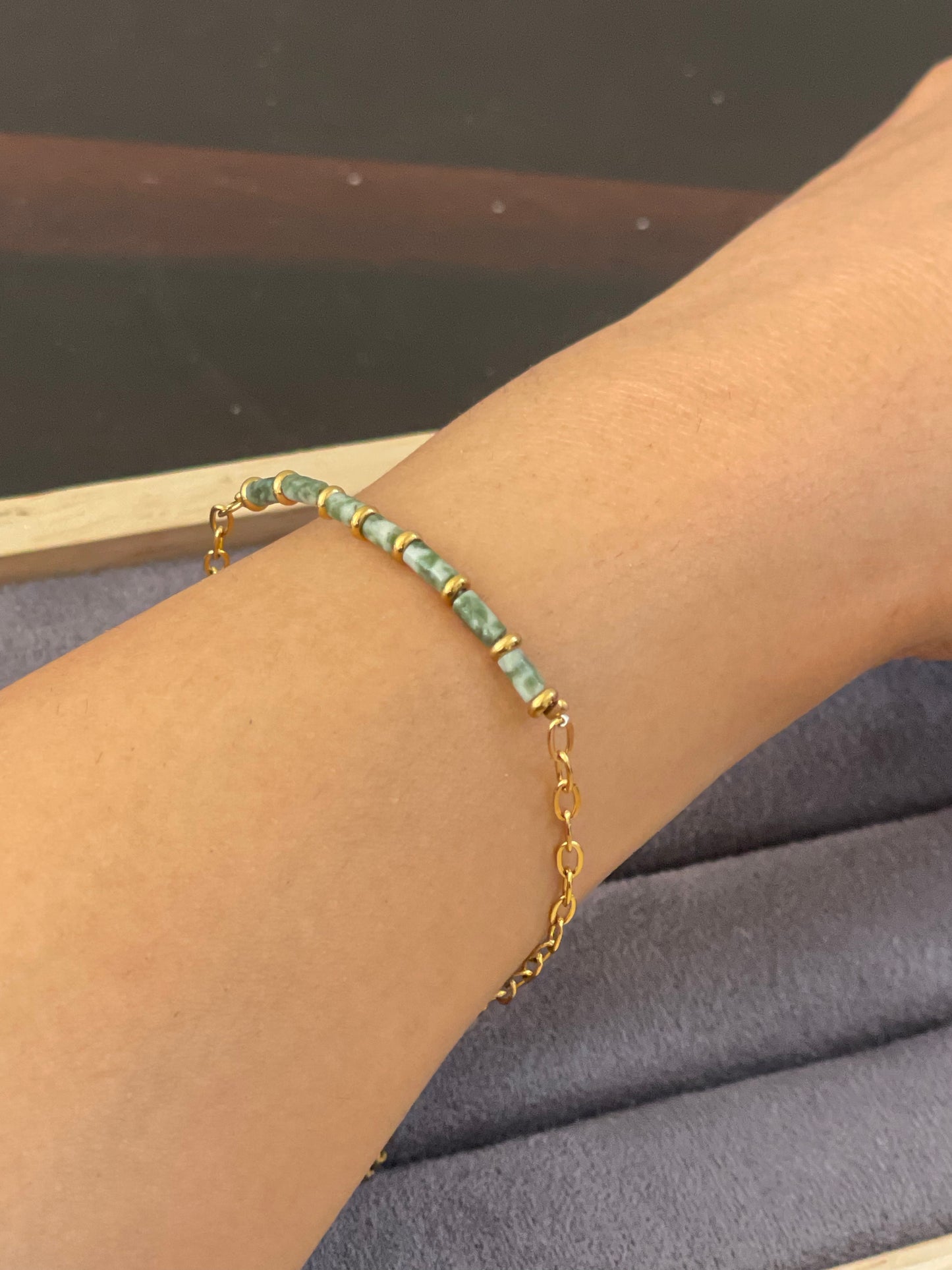 Serene Sage Minimalist Chain Bracelet