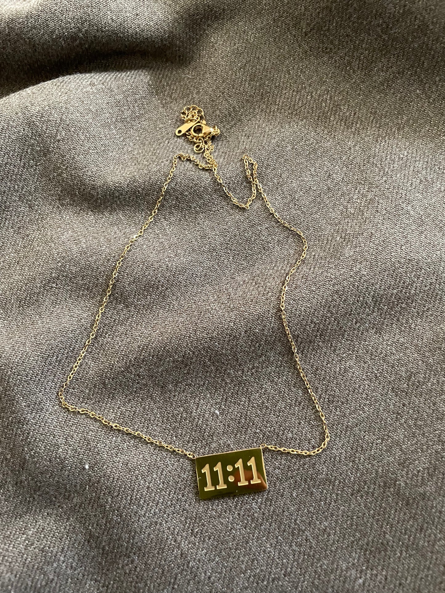 11:11 Gold affirmation bar necklace