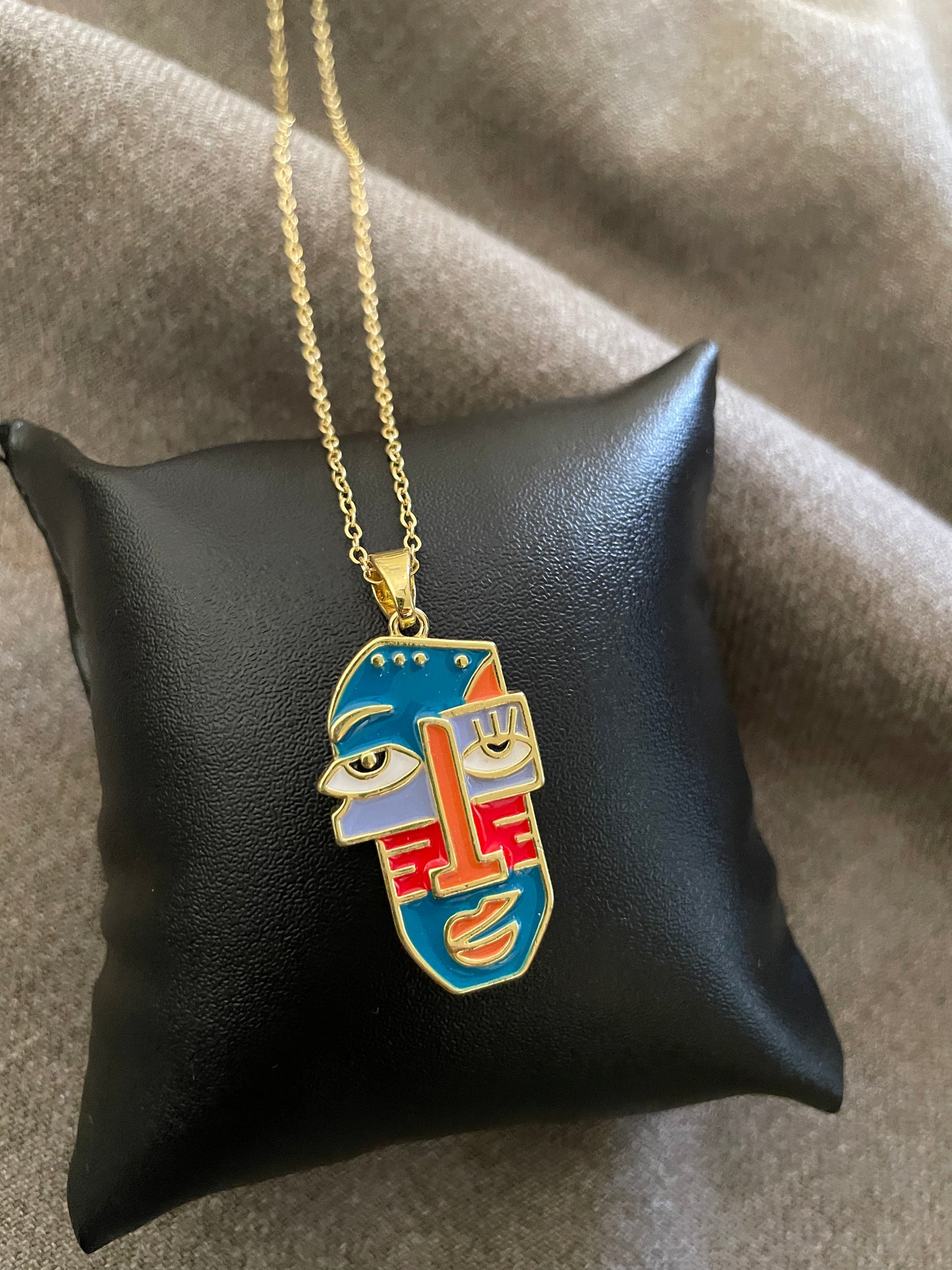 Picasso muse abstract face necklace