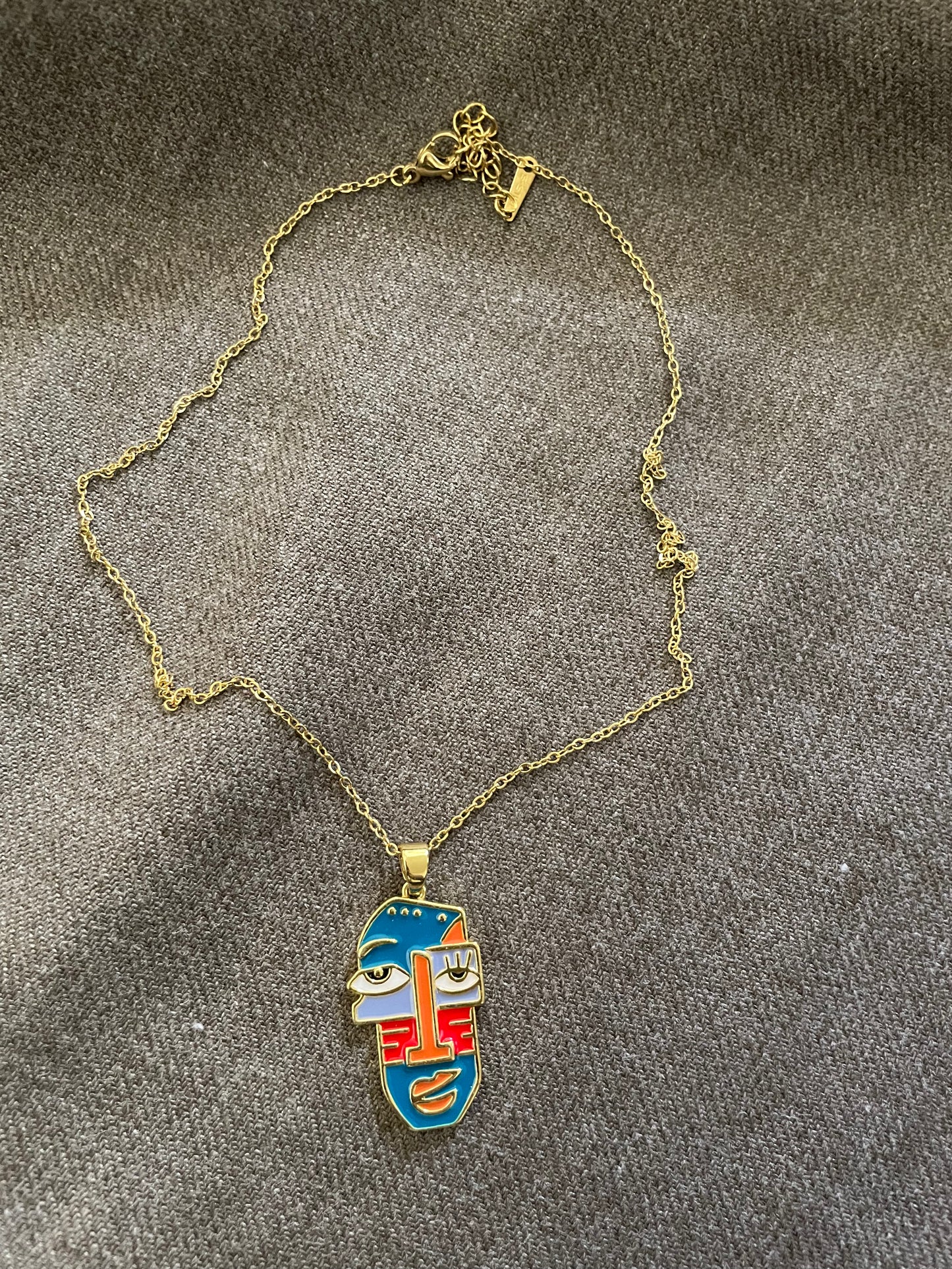 Picasso muse abstract face necklace