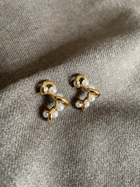 Whimsical Pearl Loop Studs