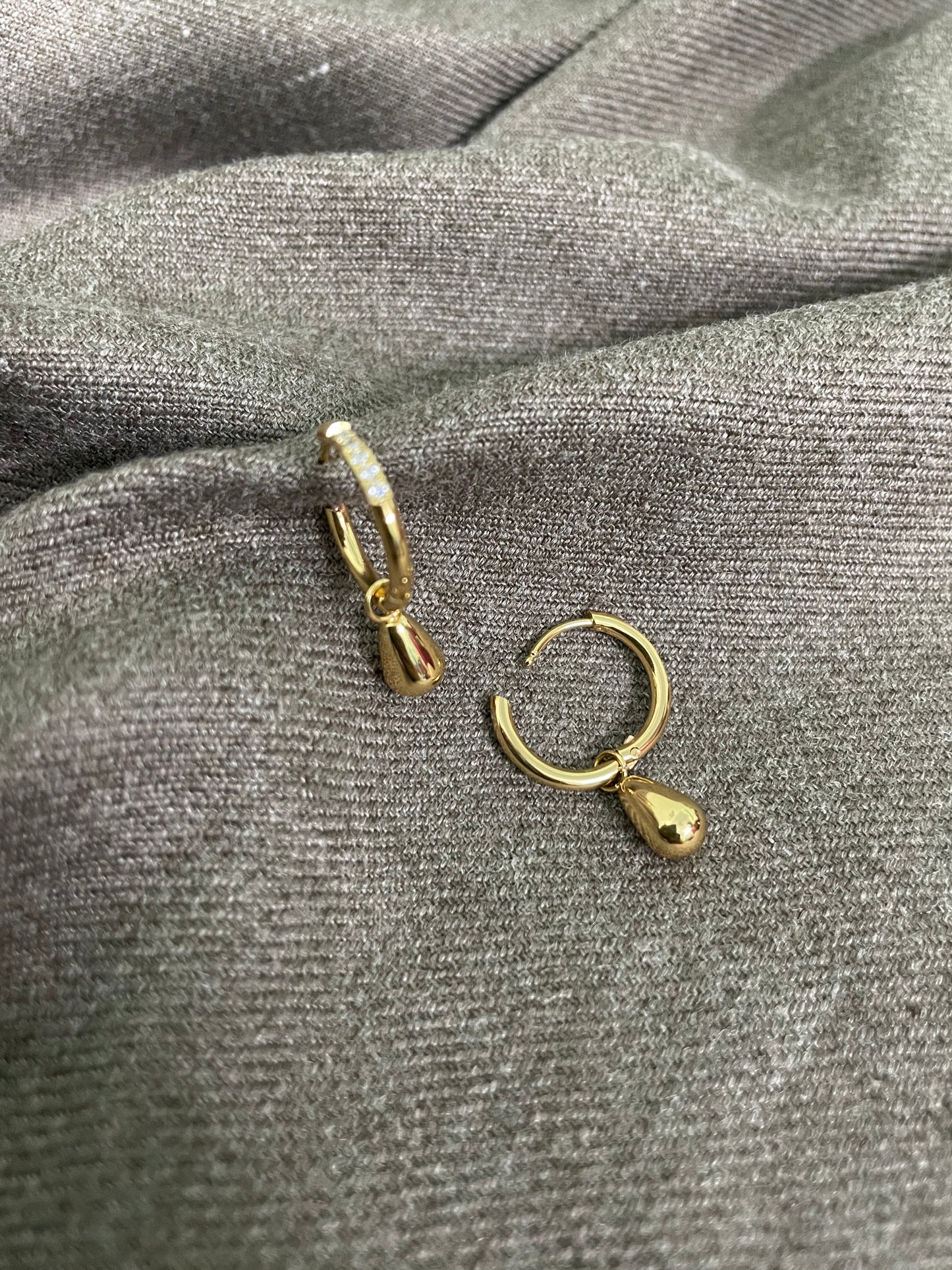 Teardrop Charm 2 in 1 Huggie Hoops