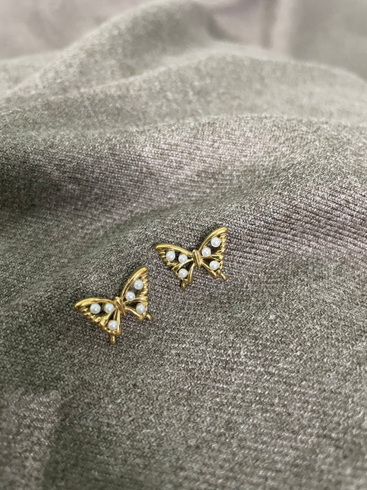 Pearl Butterfly Stud Earrings