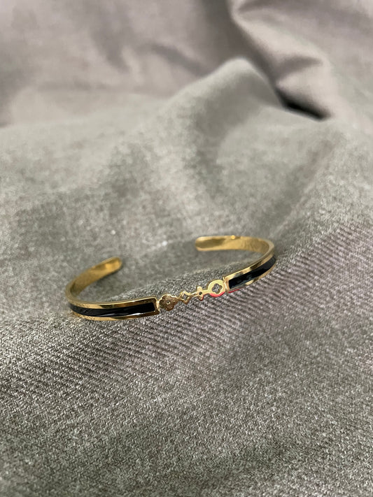 Black Enamel Open Cuff Bangle