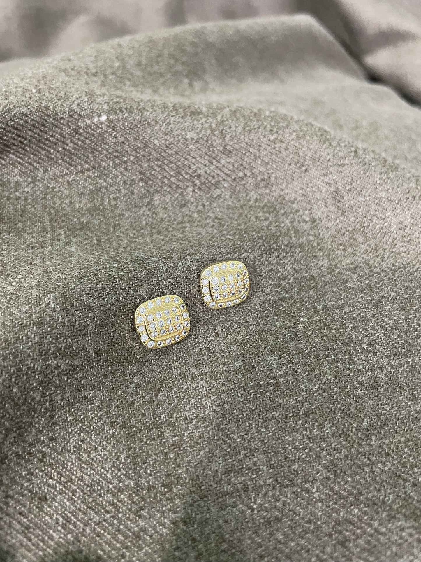 Cushion Halo Paved Stud Earrings