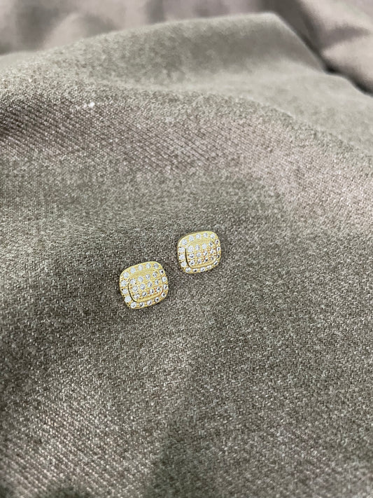 Cushion Halo Paved Stud Earrings
