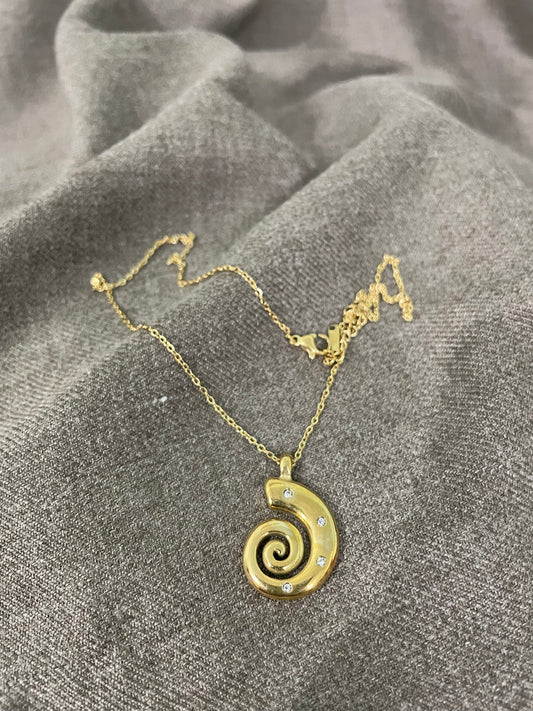 Spiral Diamond Accent Pendant Necklace