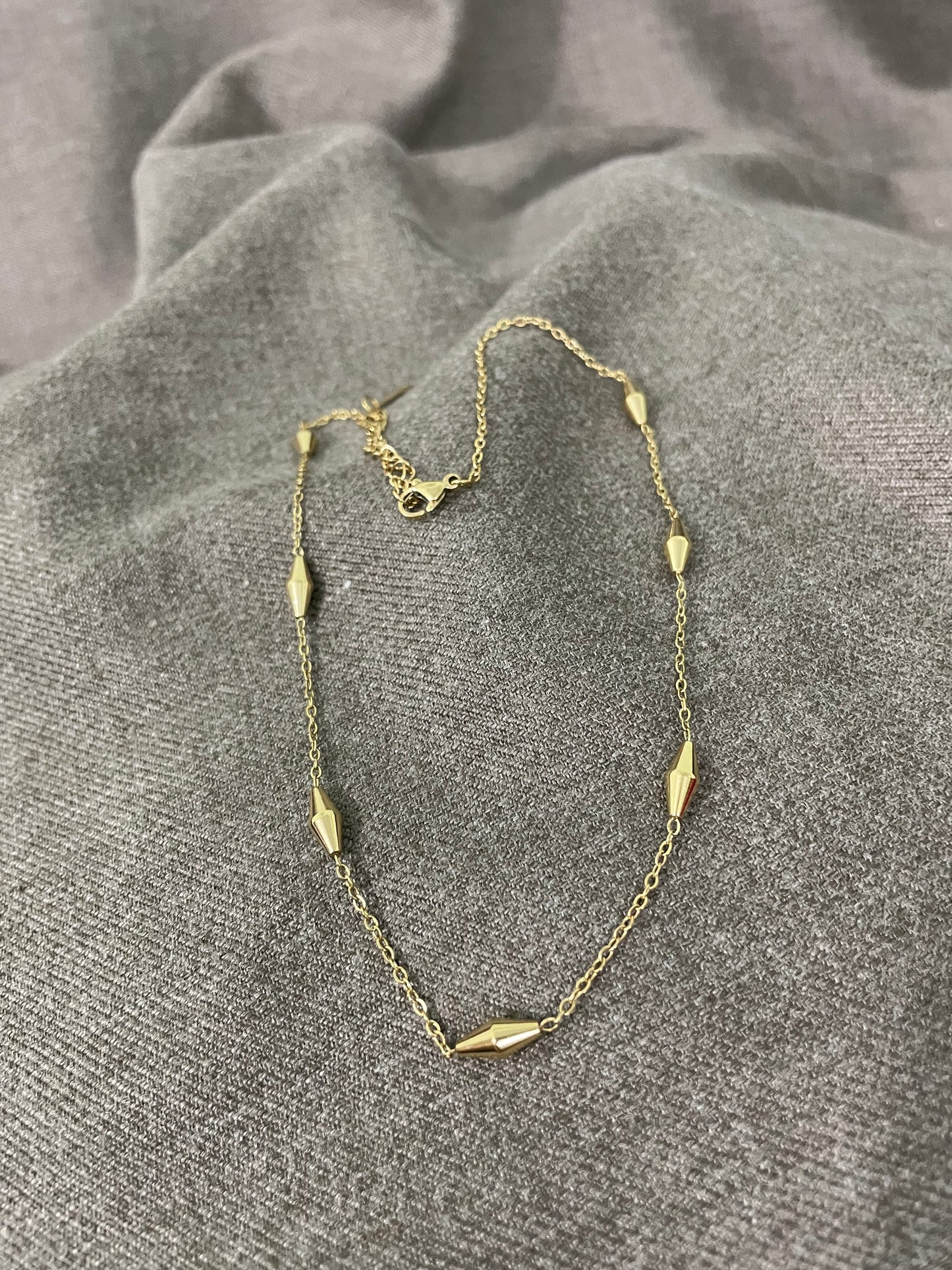 Gold Prism Bead Chain Necklace
