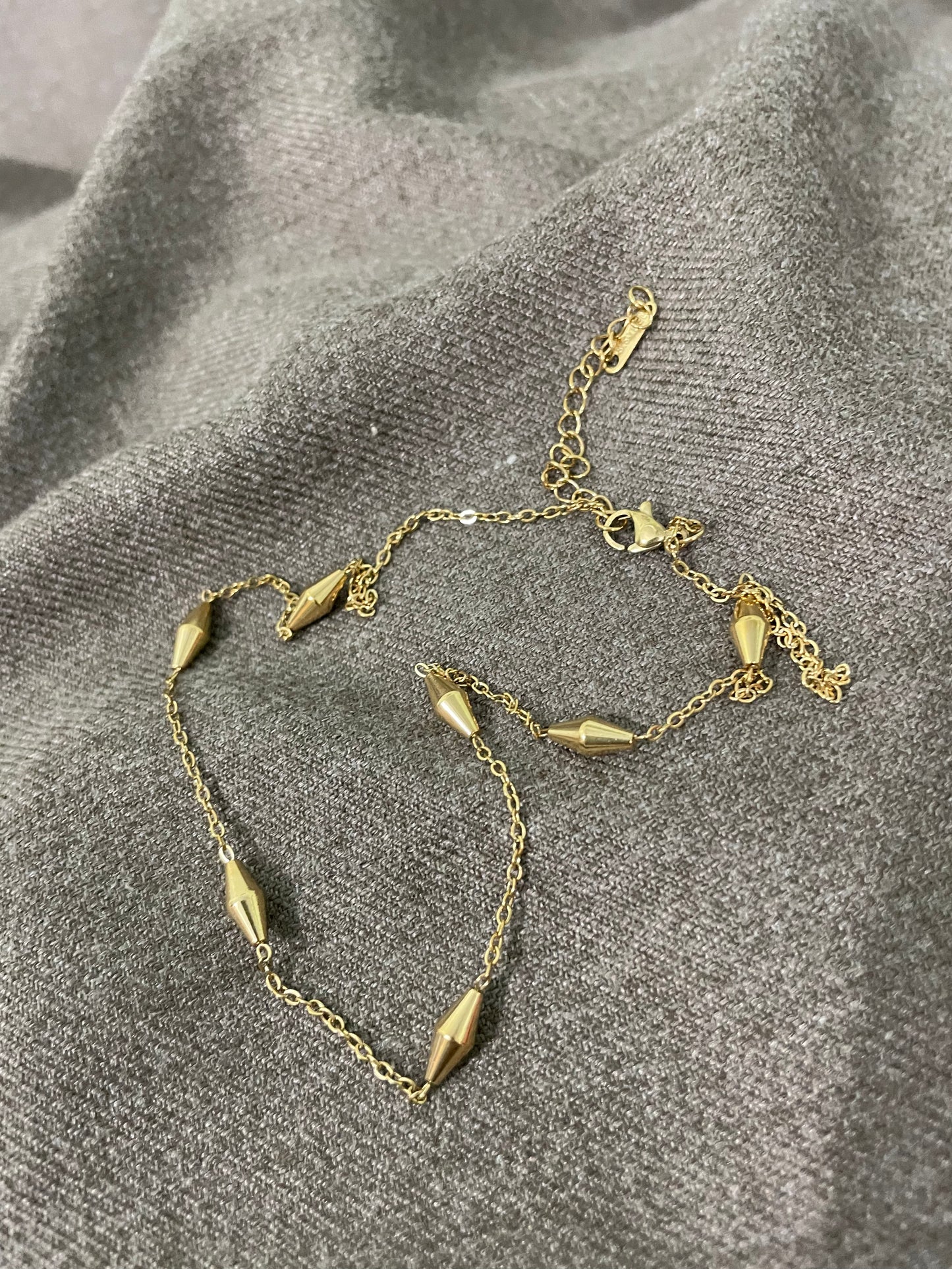 Gold Prism Bead Chain Necklace