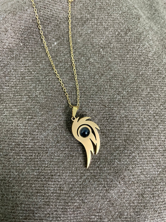 Peacock Feather Onyx Pendant Necklace