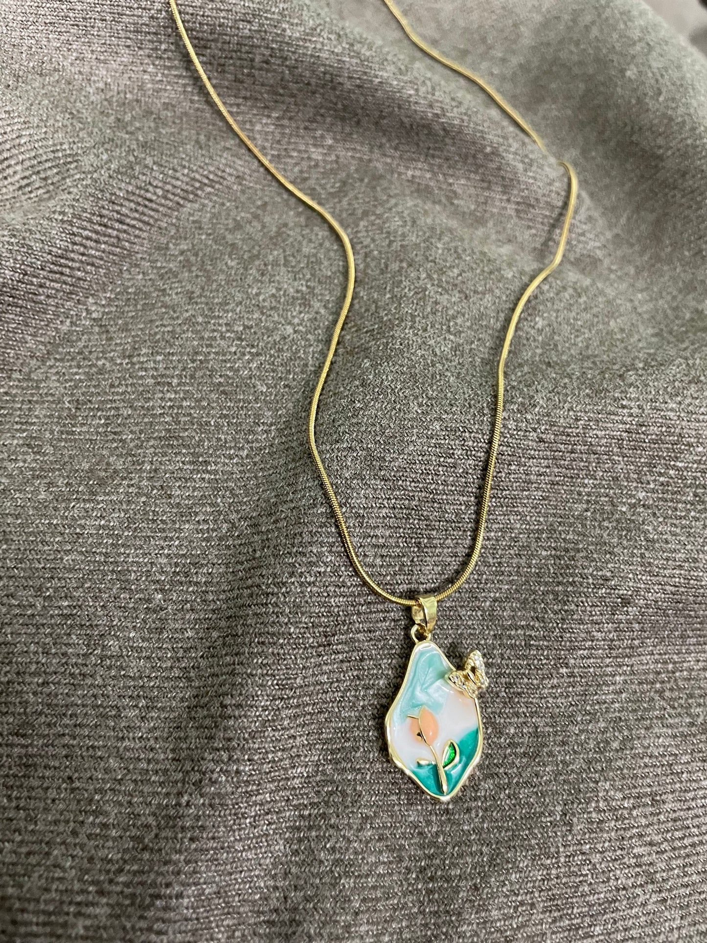 Blooming Pastel Tulip Pendant Necklace