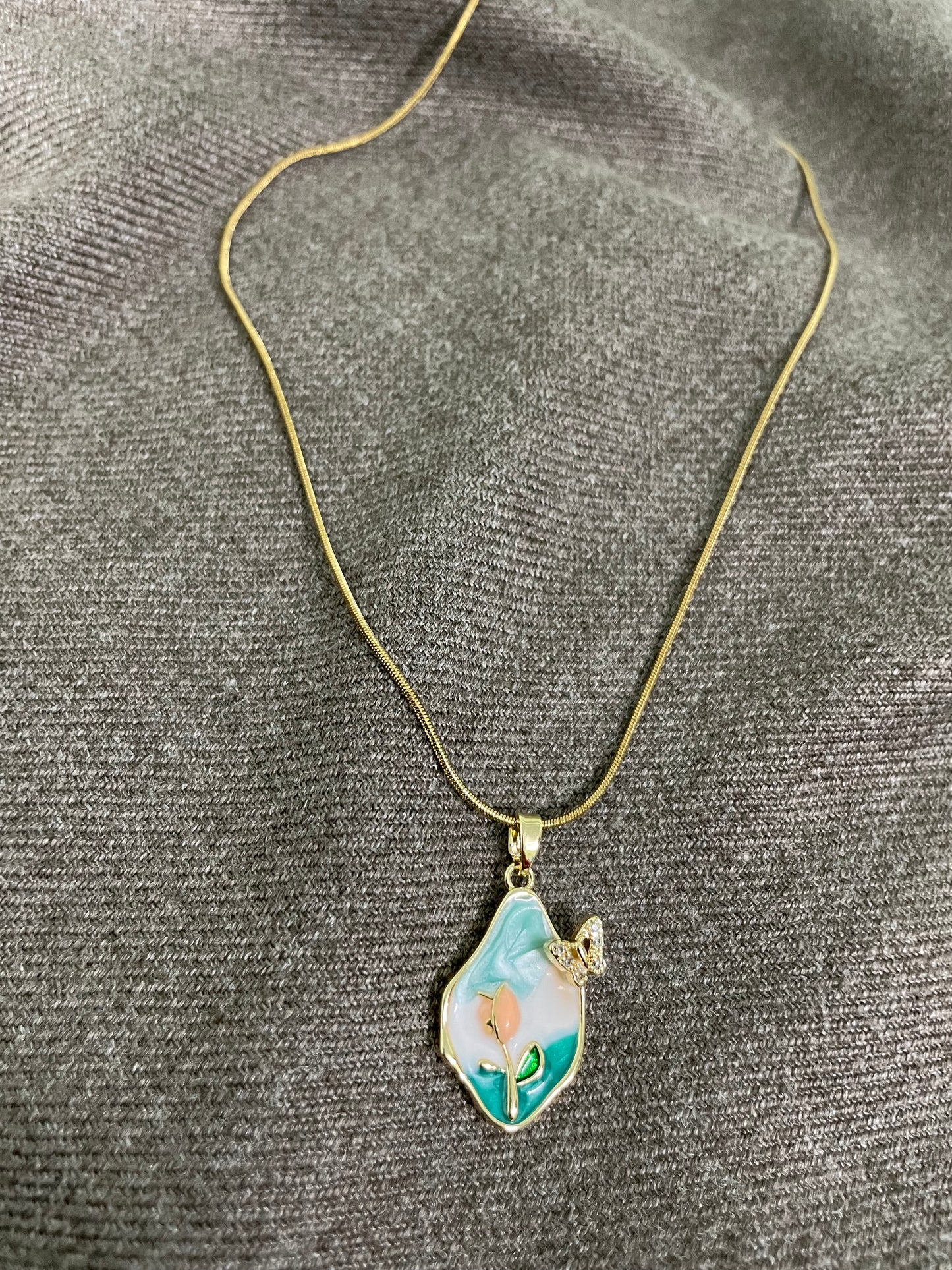 Blooming Pastel Tulip Pendant Necklace