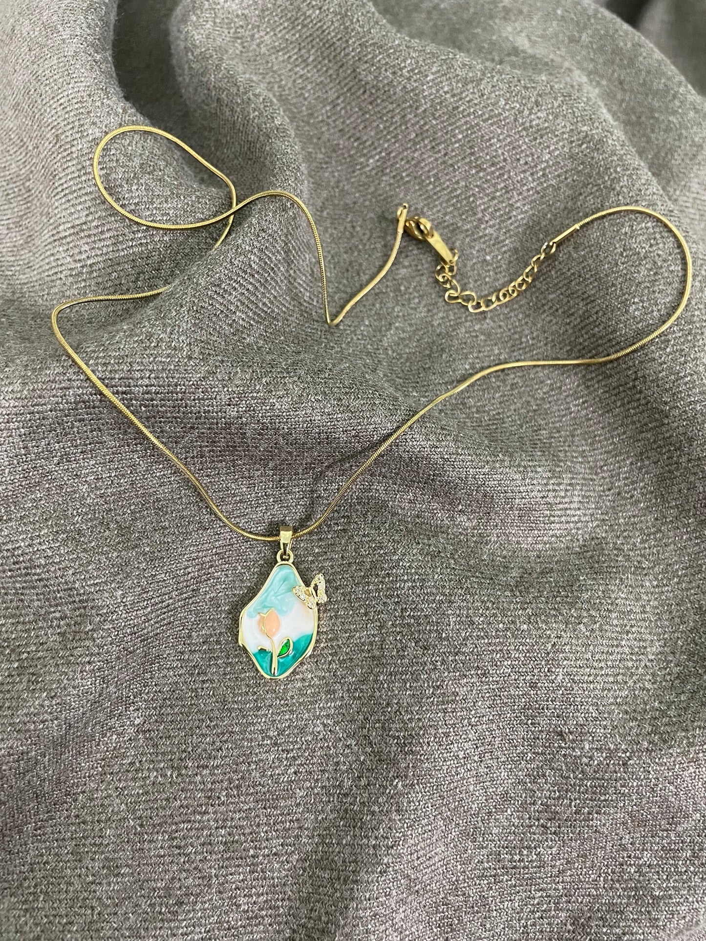 Blooming Pastel Tulip Pendant Necklace