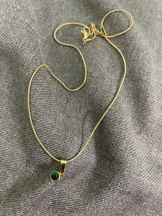 Emerald Solitaire Drop Necklace