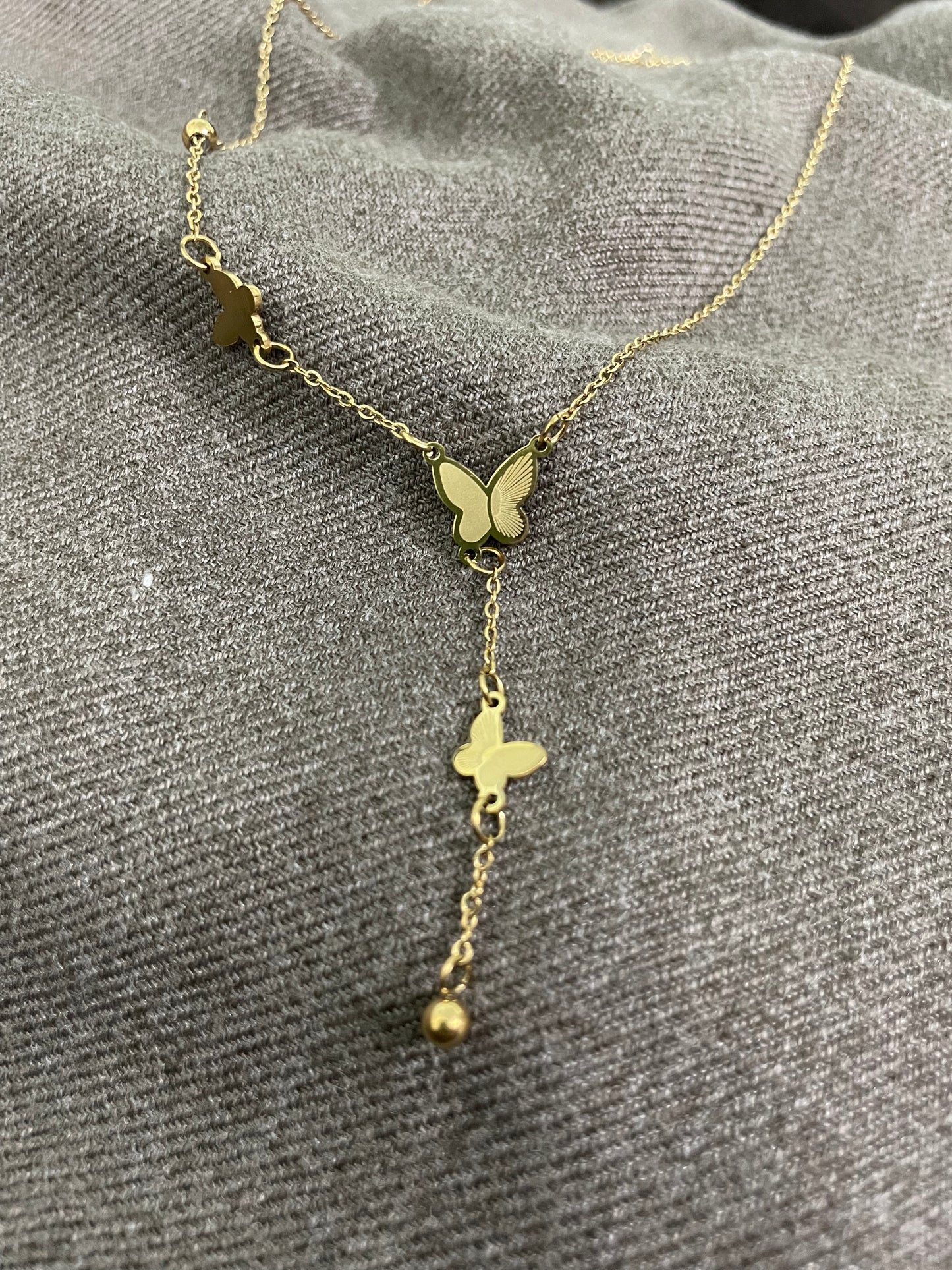 Golden Butterfly Charm Necklace