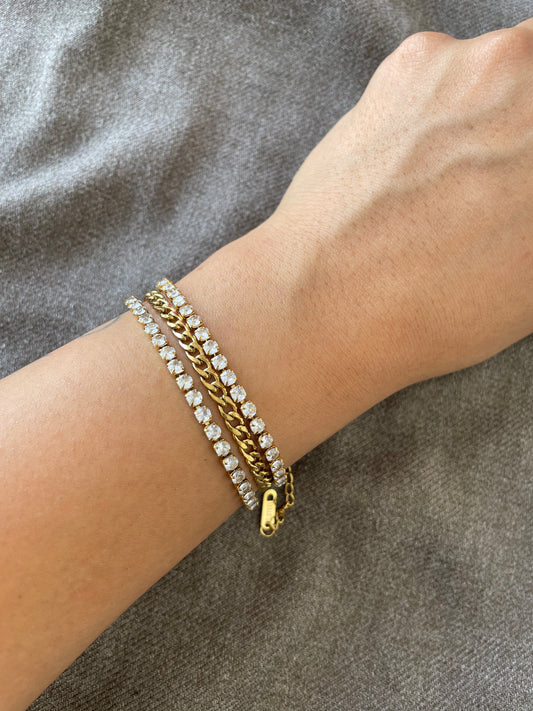 Triple Chain Gold Tennis Bracelet