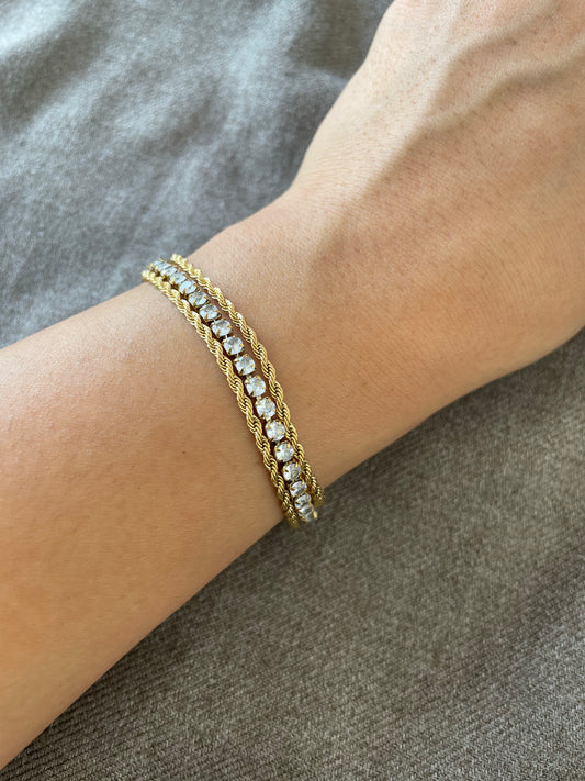 Double Rope Crystal Tennis Bracelet