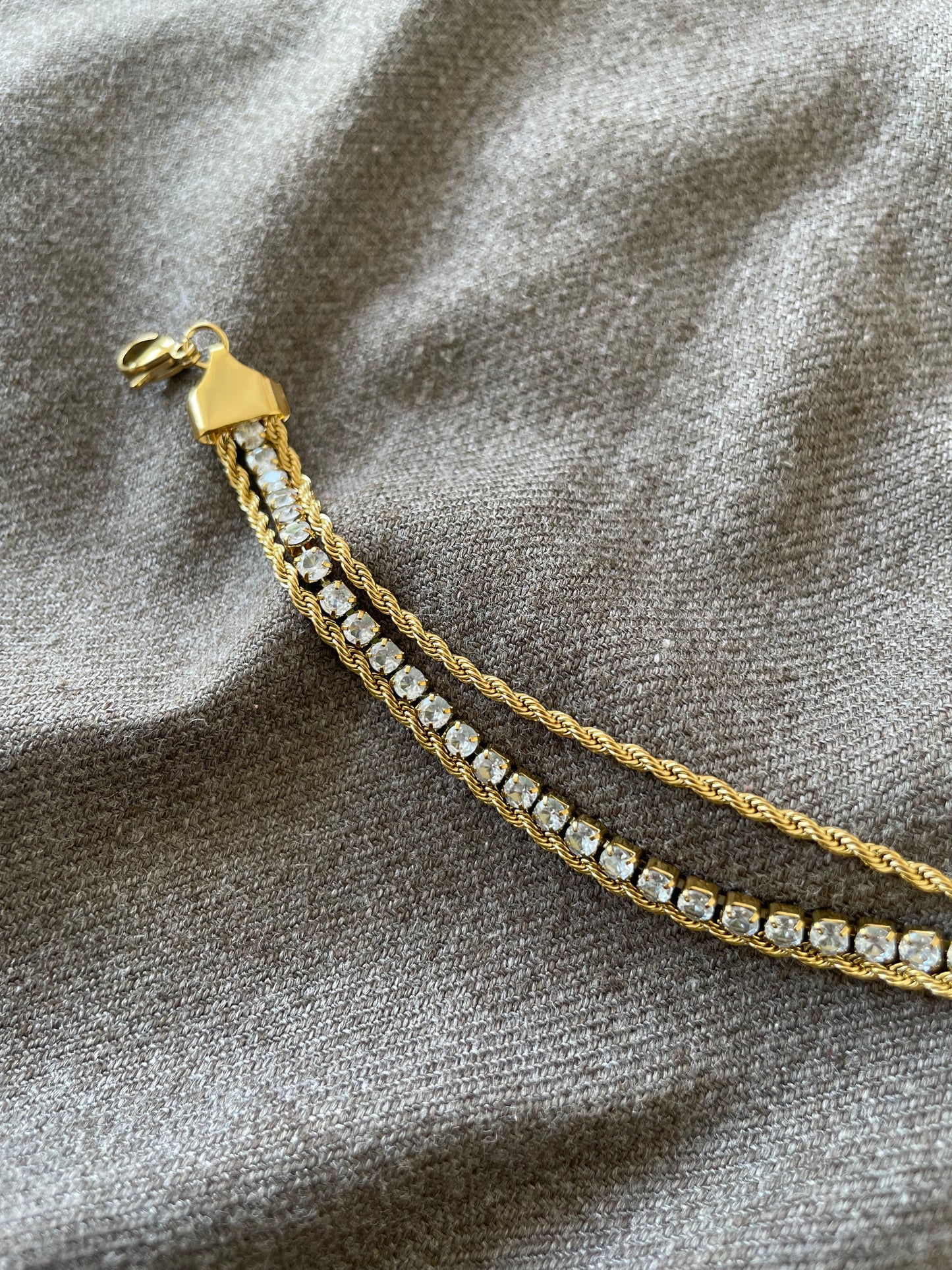 Double Rope Crystal Tennis Bracelet