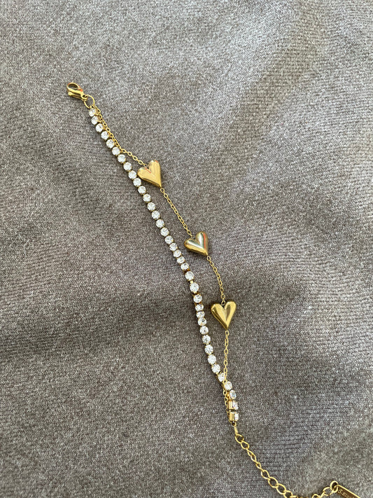 Heart Charm Tennis Bracelet