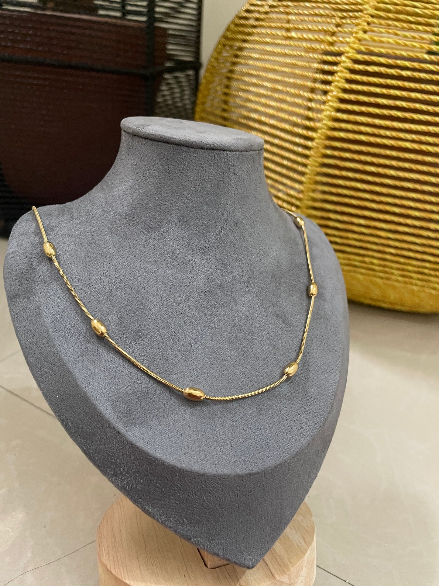 Ornate Gold Bead Station Chain