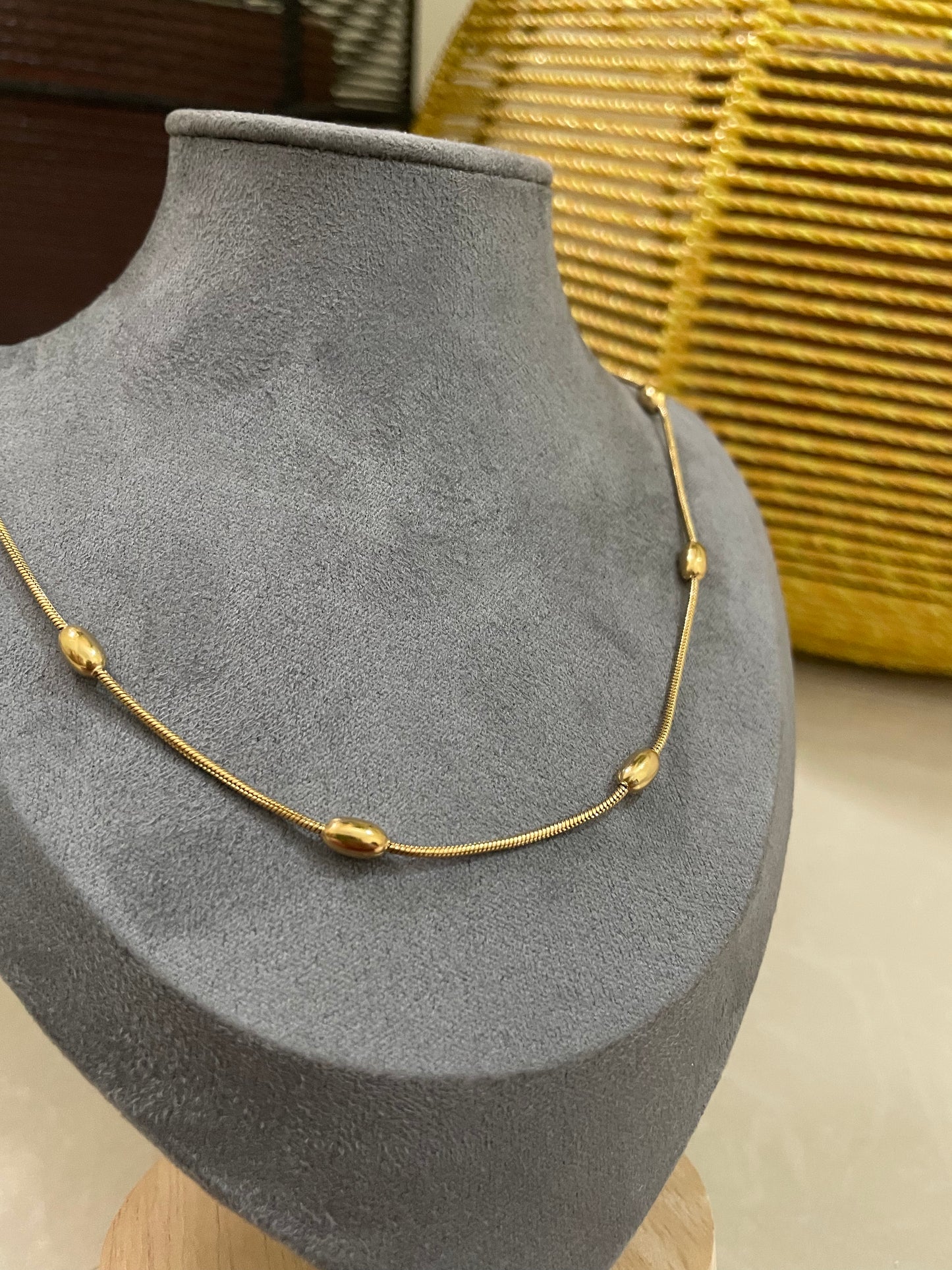 Ornate Gold Bead Station Chain