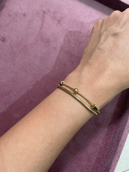 Minimalist Dual Chain Slider Bracelet