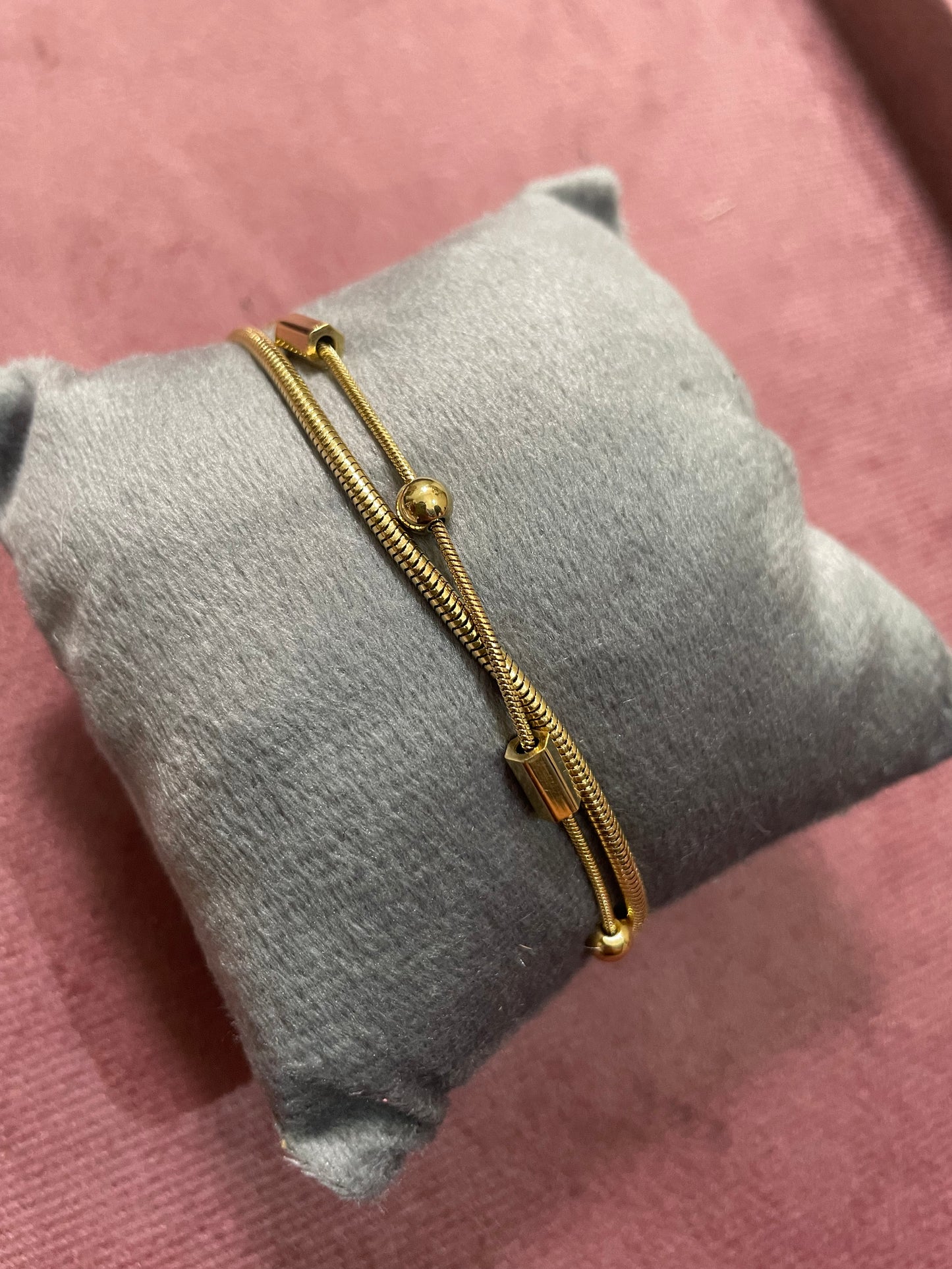 Minimalist Dual Chain Slider Bracelet