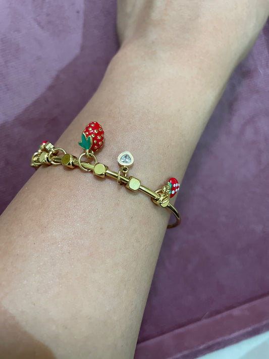 Strawberry Charm Gold Cuff
