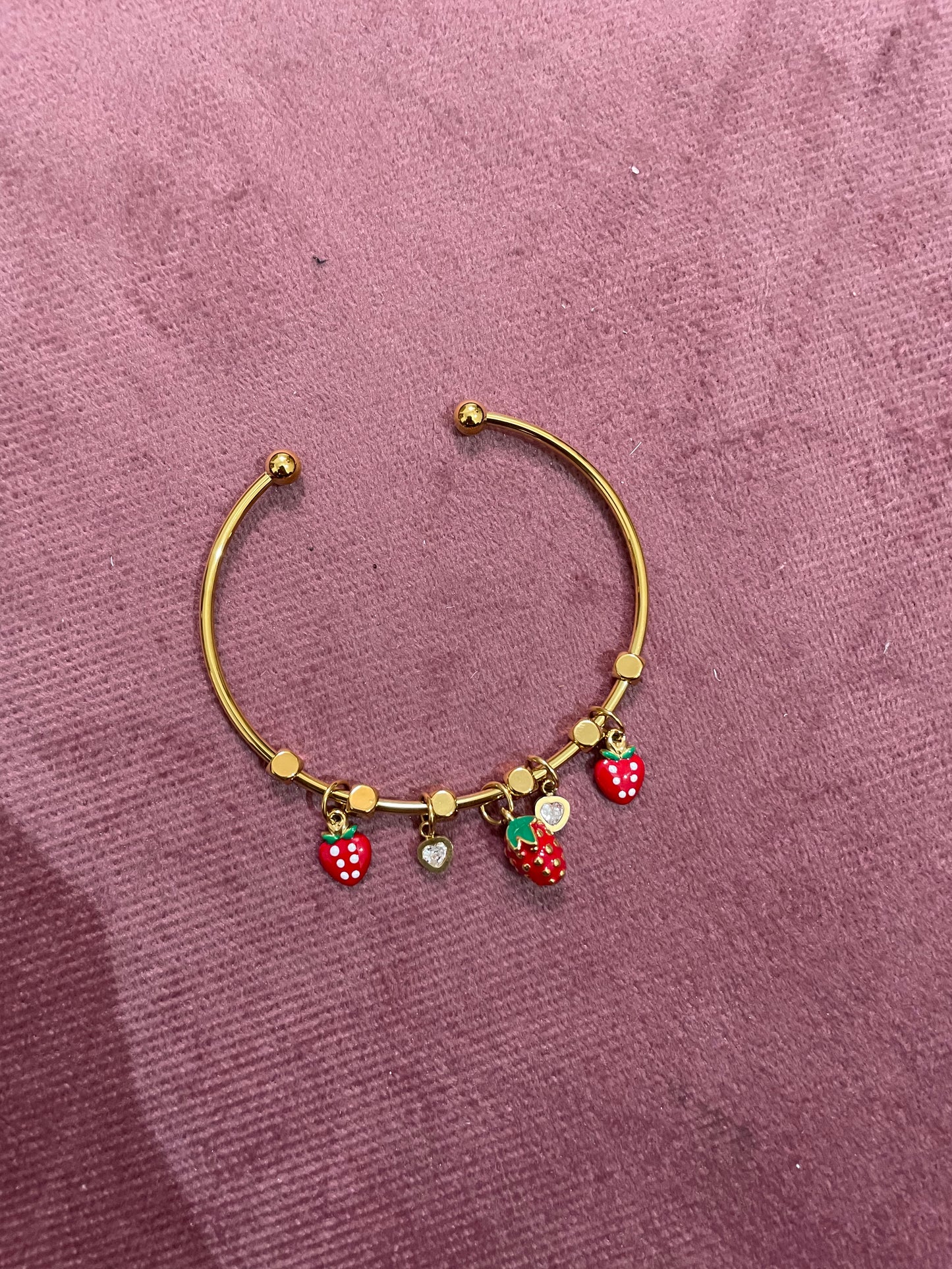 Strawberry Charm Gold Cuff