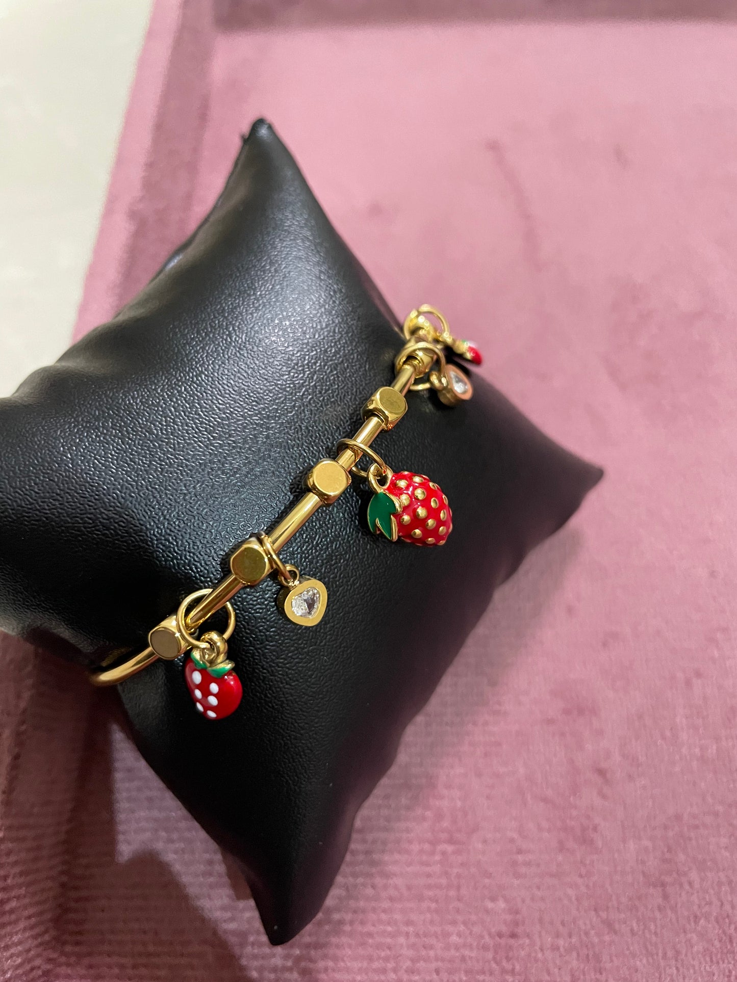 Strawberry Charm Gold Cuff