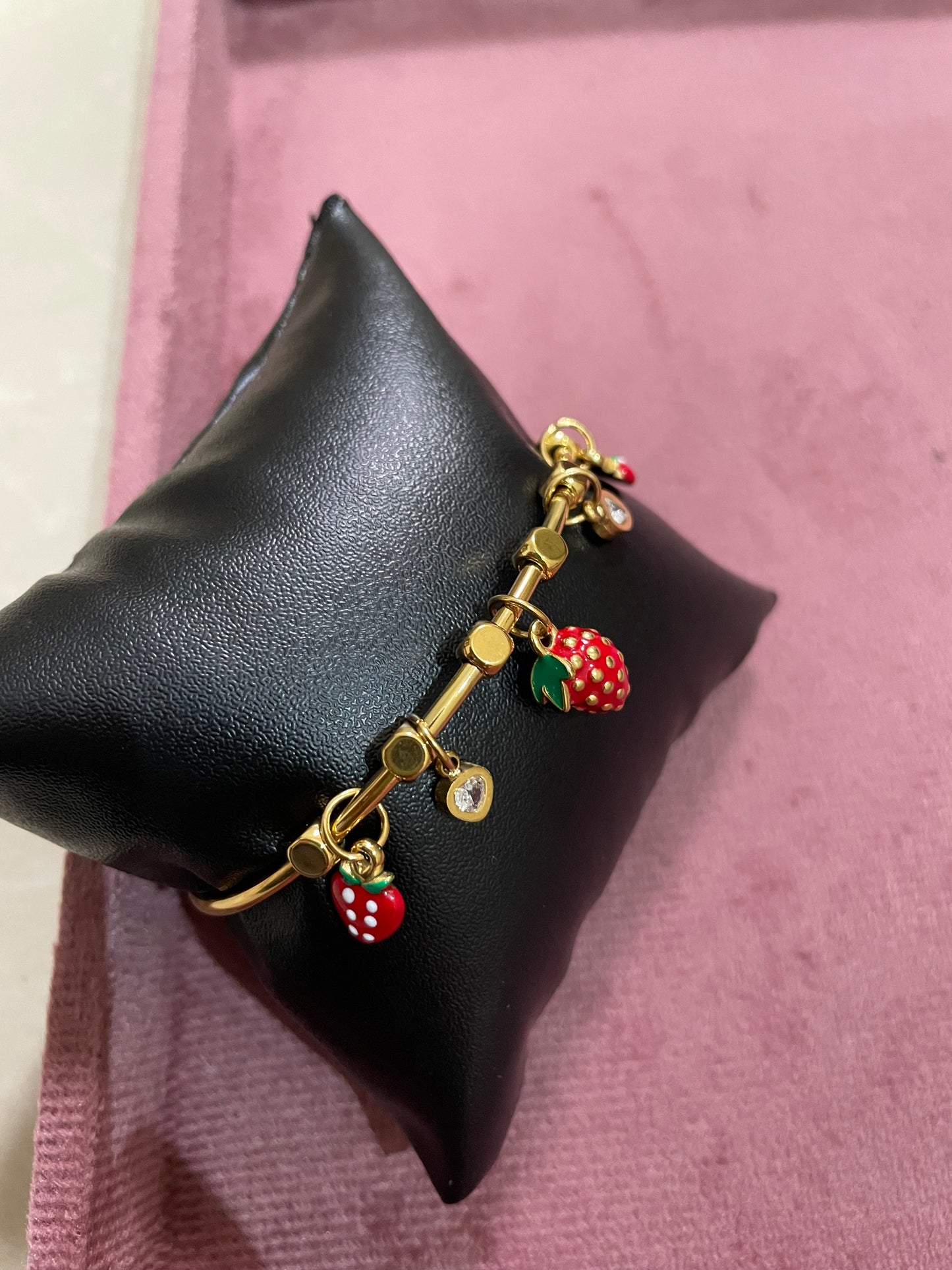 Strawberry Charm Gold Cuff