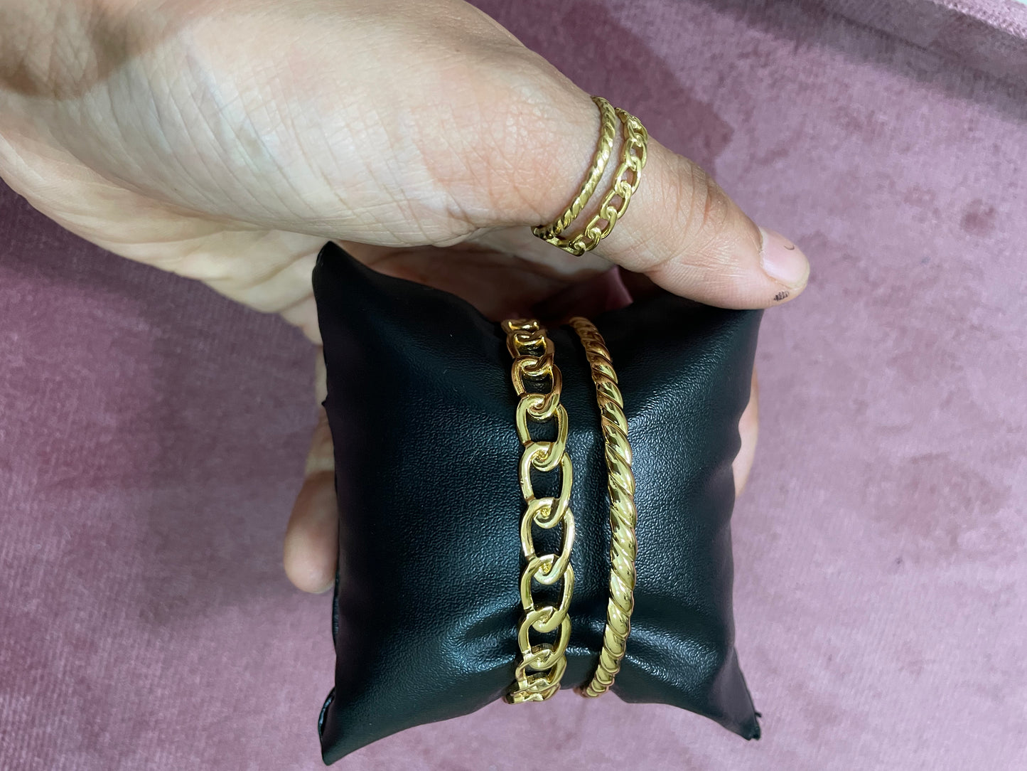 Urban Edge Chain & Rope Bangle and Ring Set