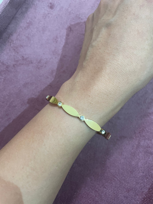 Aurora Leaf Crystal Bangle