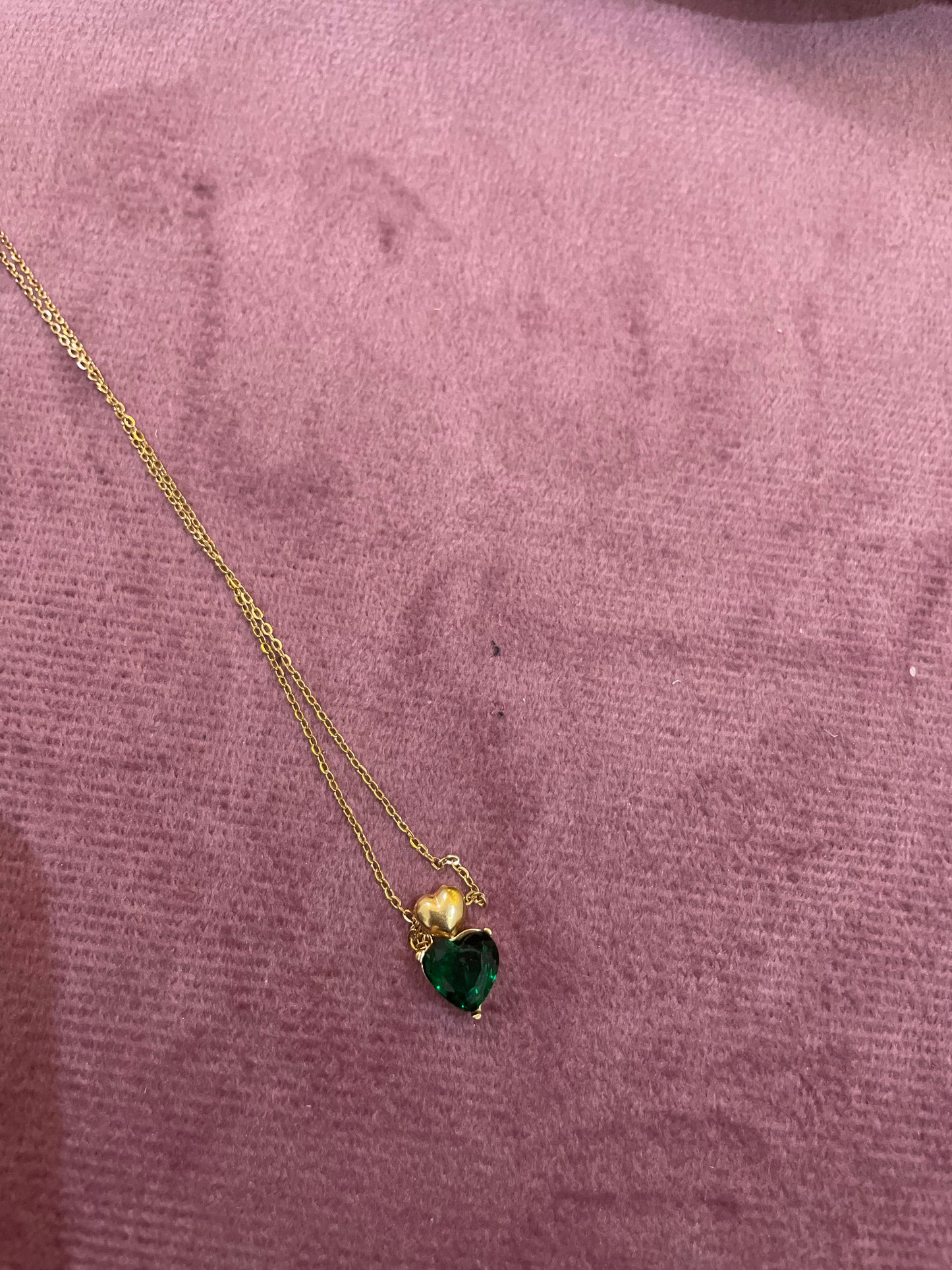 Emerald Love Double Heart Necklace