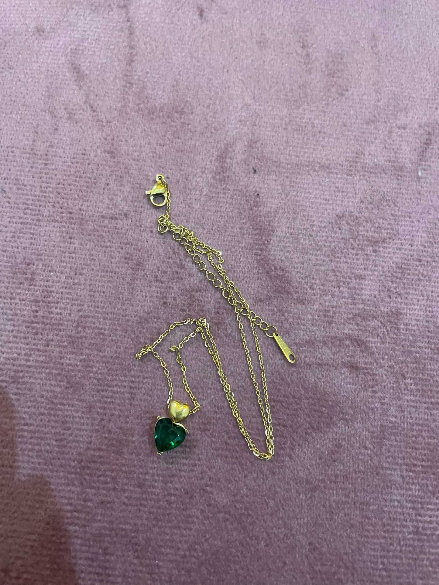 Emerald Love Double Heart Necklace