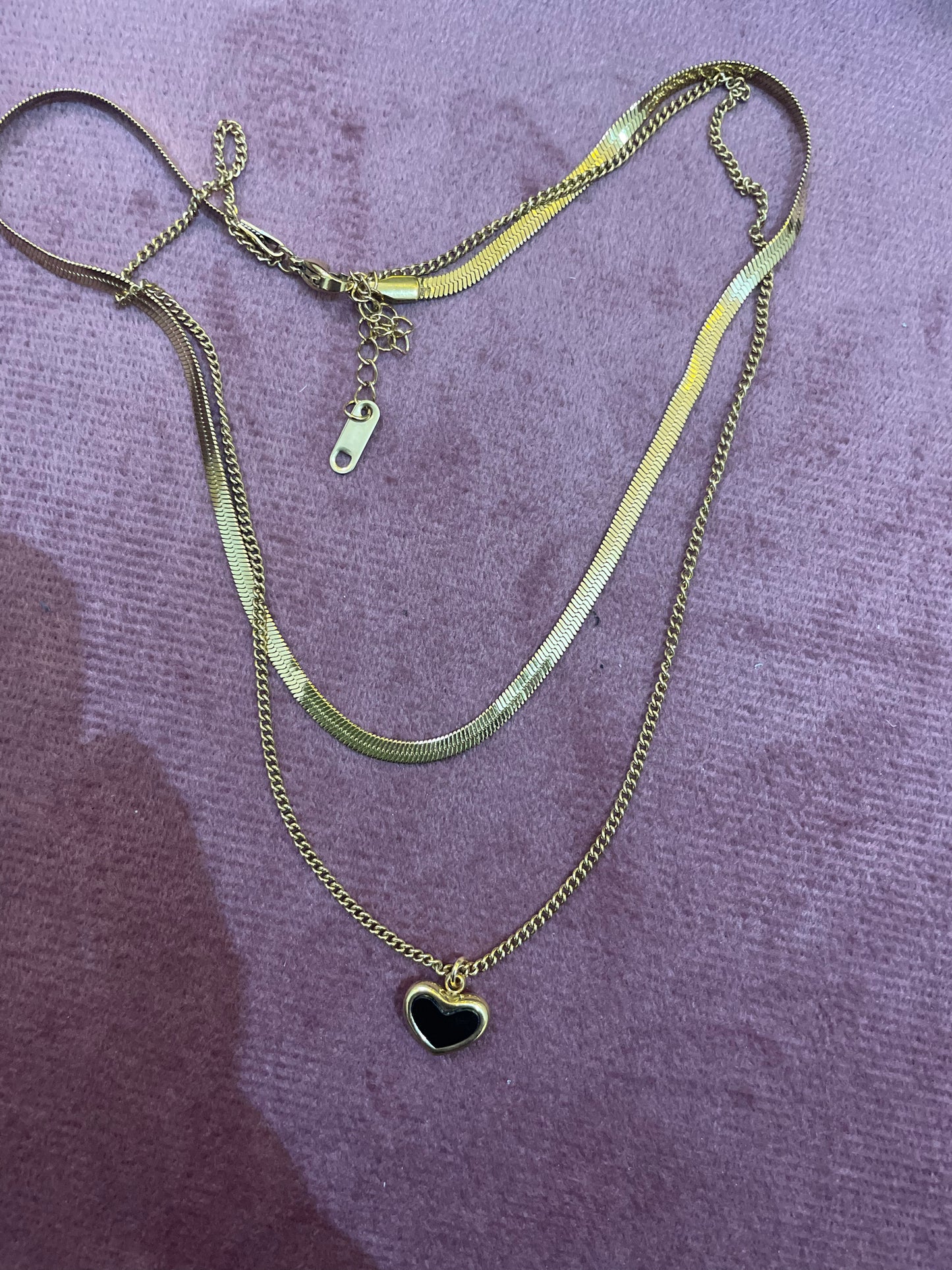 Midnight Heart Layered Necklace Set