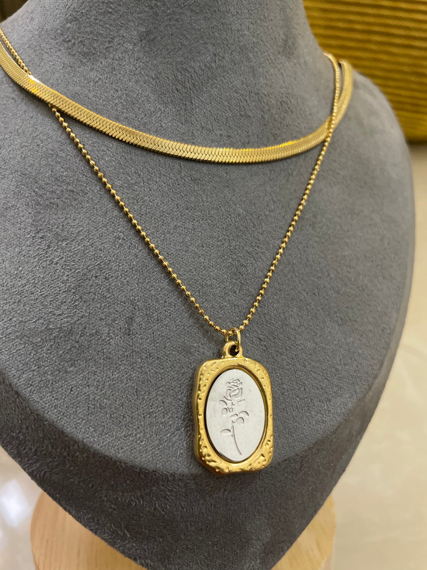 Victorian Rose Medallion Layered Necklace