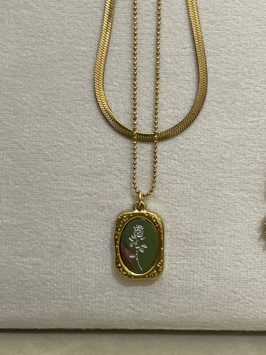 Victorian Rose Medallion Layered Necklace