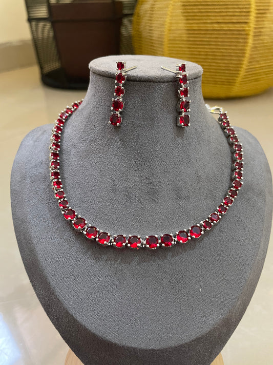 Lustre Solitaire AD Necklace Set