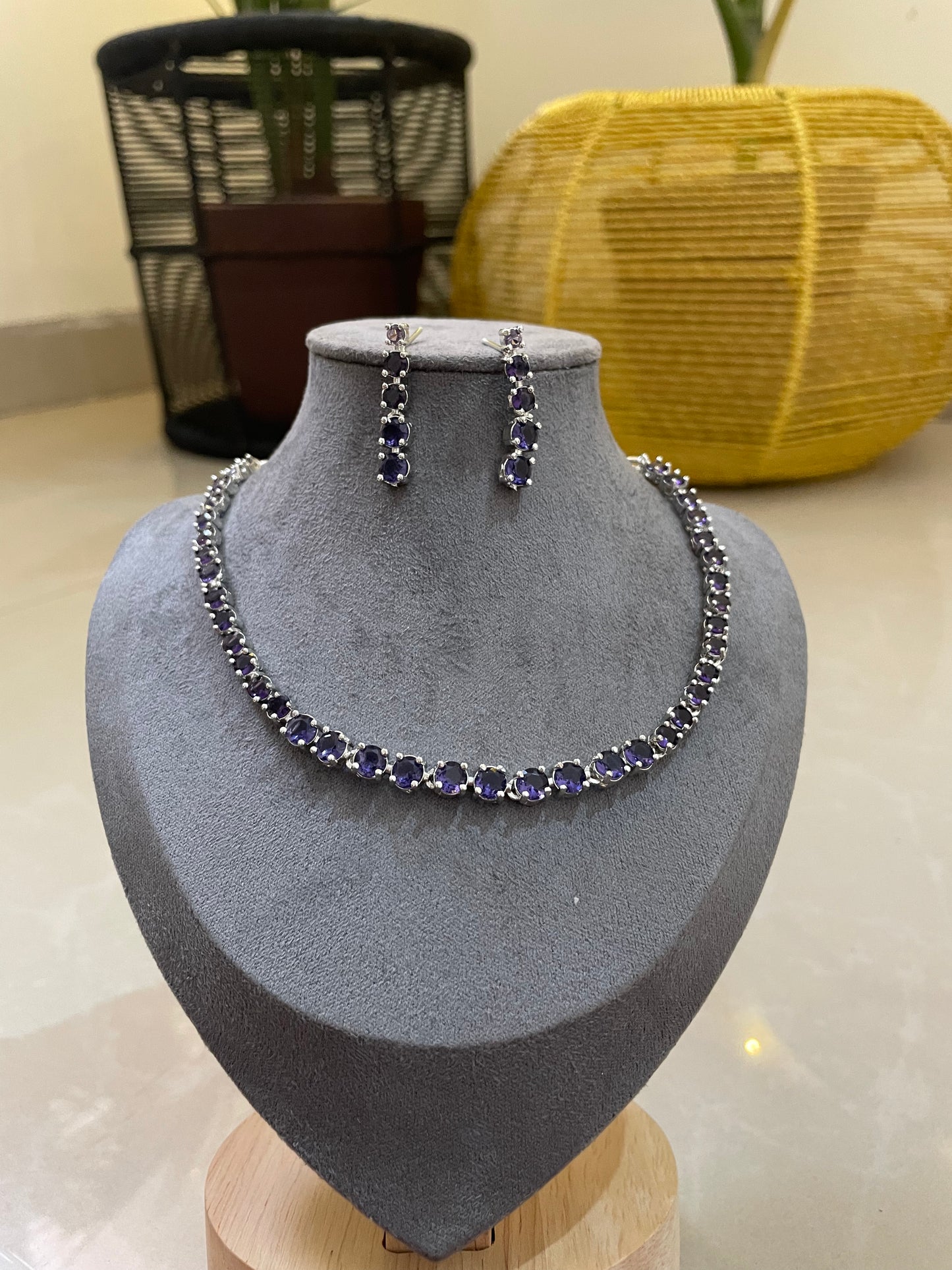 Lustre Solitaire AD Necklace Set