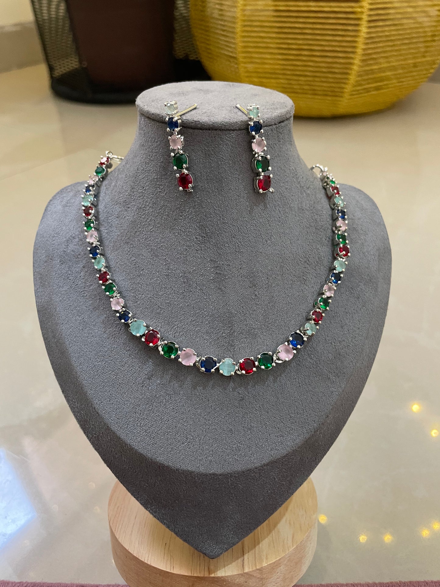 Lustre Solitaire AD Necklace Set