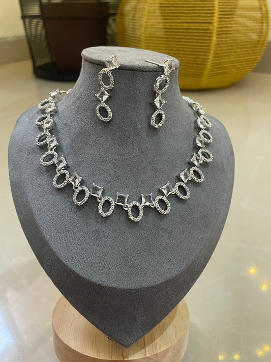 Celeste Geometric AD Necklace Set