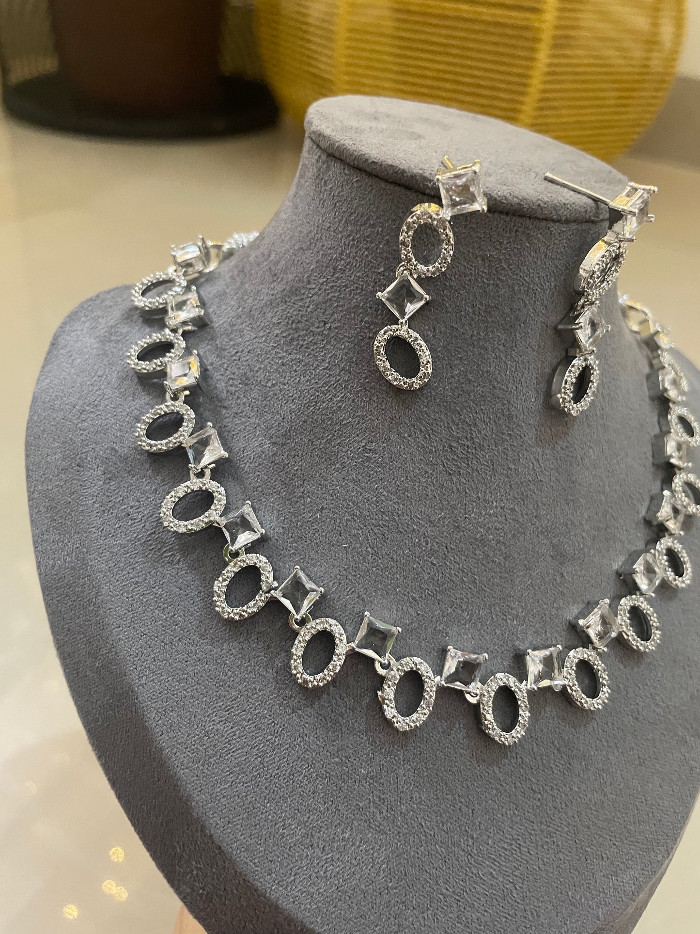 Celeste Geometric AD Necklace Set